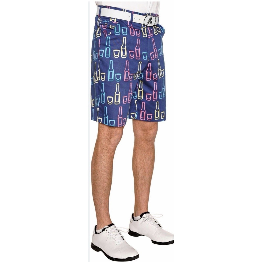 Royal & Awesome golf shorts Size 38 Men's Neon Bar Drinks Preppy Funny